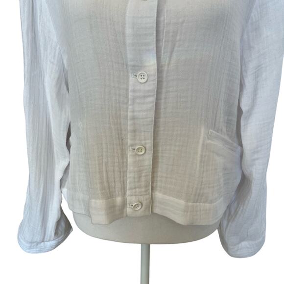 Eileen Fisher Cropped Lofty Gauze Jacket Size Medium White 100% Cotton System - Picture 4 of 11